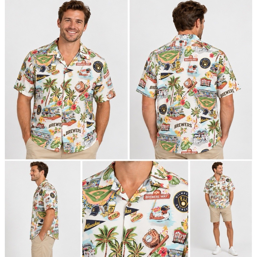 Reyn Spooner Milwaukee Brewers 3XL Hawaiian Aloha Shirt MLB Baseball Cotton